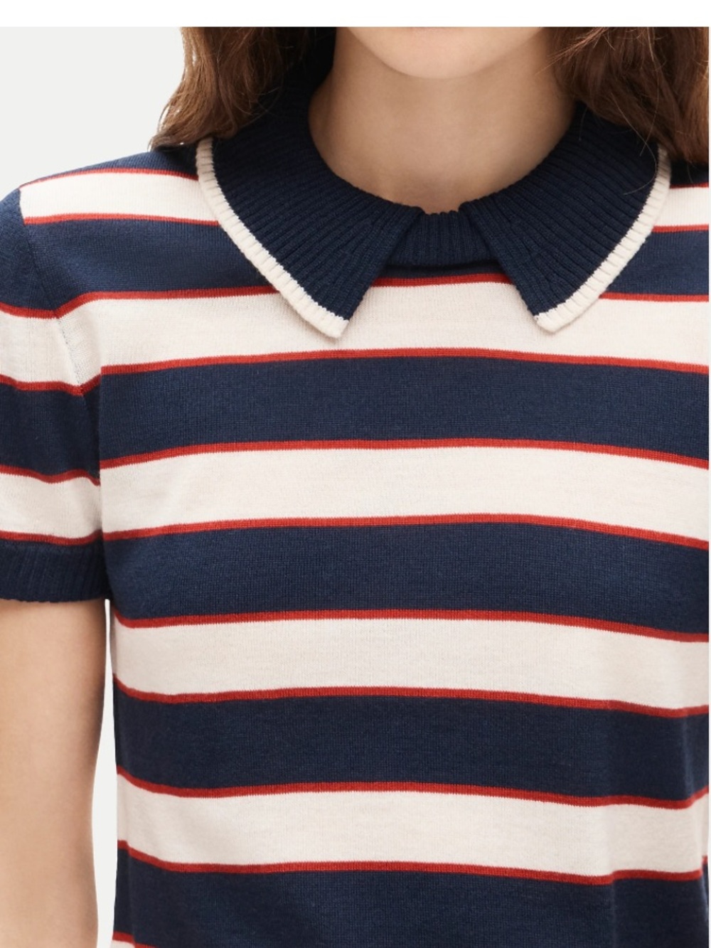 J crew navy stripe Sweater-polo in striped merino wool - Picture 3 of 6